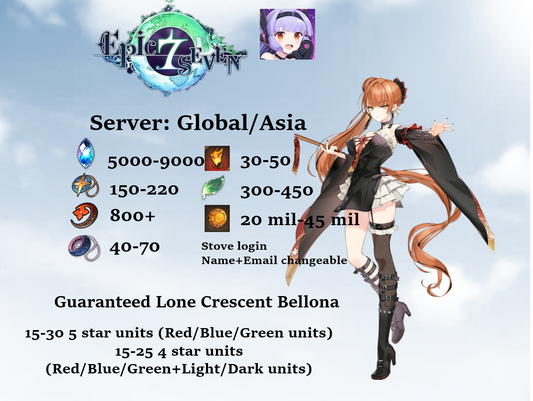 EPIC SEVEN 7 Global/Asia starter Lone Crescent Bellona