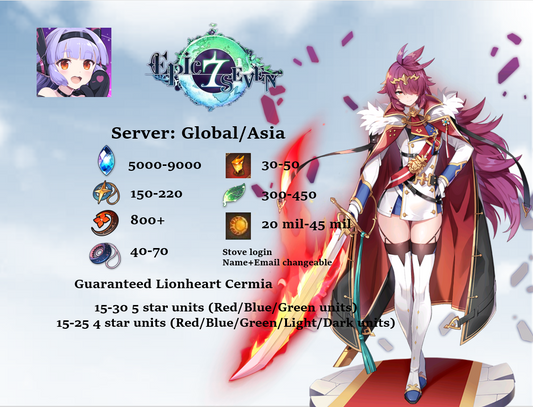 EPIC SEVEN 7 Global/Asia starter Lionheart Cermia starter