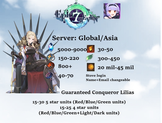 EPIC SEVEN 7 Global/Asia starter Conqueror Lilias