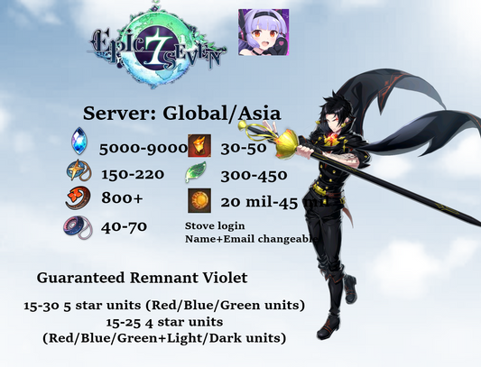 EPIC SEVEN 7 Global/Asia starter Remnant Violet